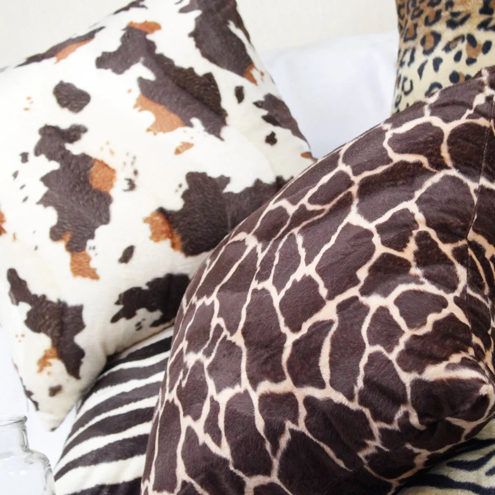 Faux Fur Leopard Print Pillow Case