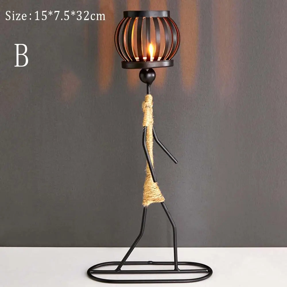 Nordic Metal Candlestick Abstract Character Sculpture