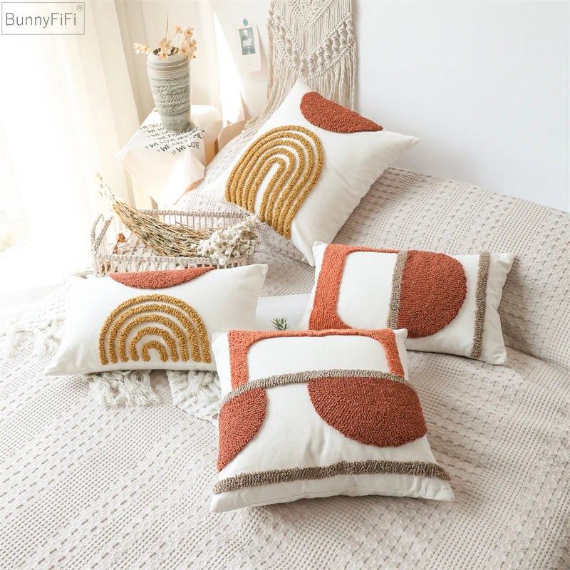 Circle Burnt Half Orange Pillow Cover