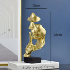 Thinker Statue Sculpture Silence Is Gold Figurines Resin