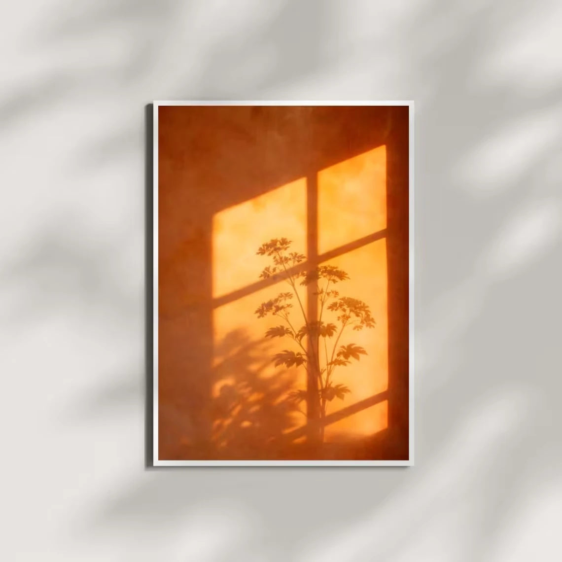 Sunset Window Shadow Botanical Wall Art Canvas Print