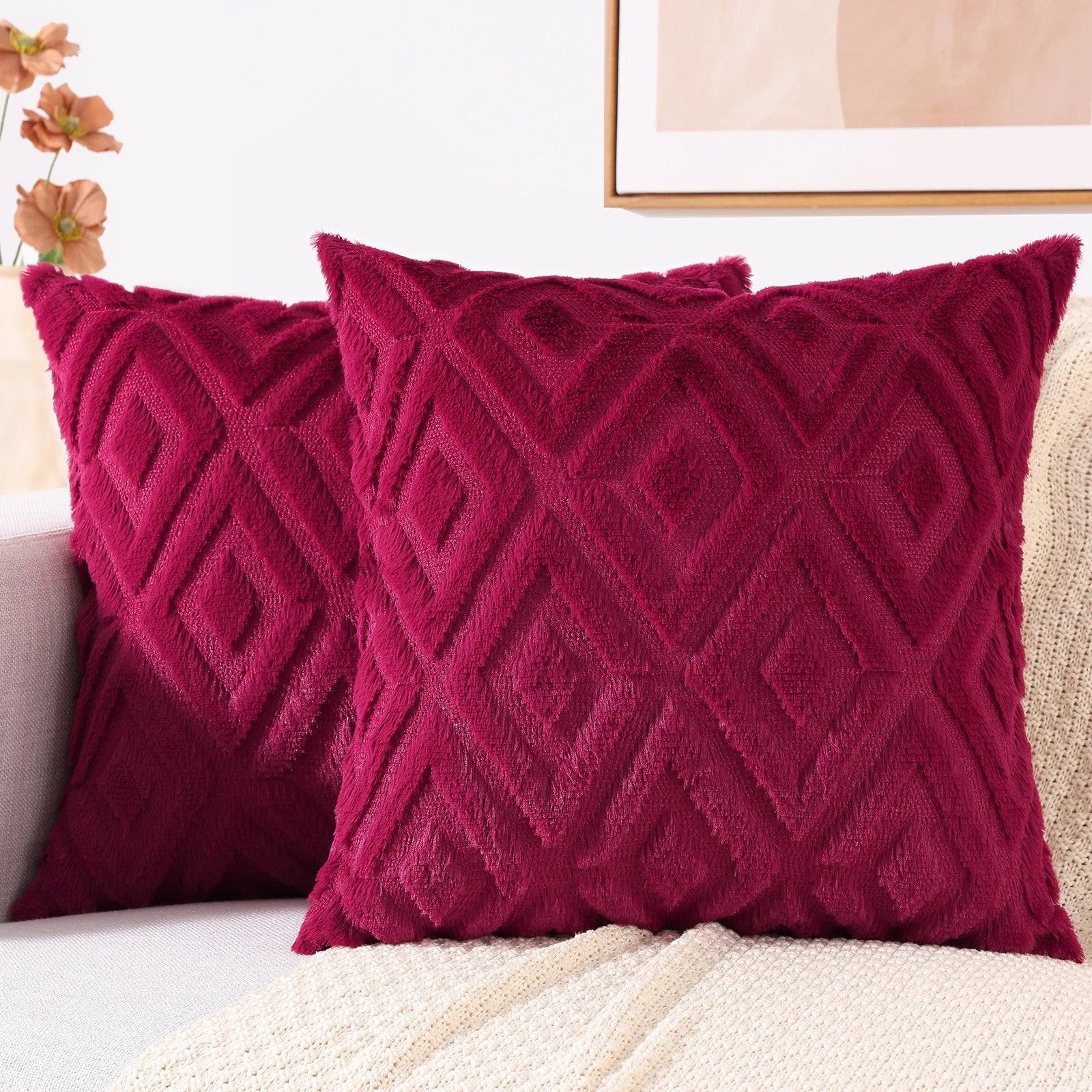 HAPIHAPPY Throw Pillow Covers Set of 2