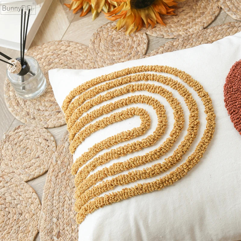 Circle Burnt Half Orange Pillow Cover