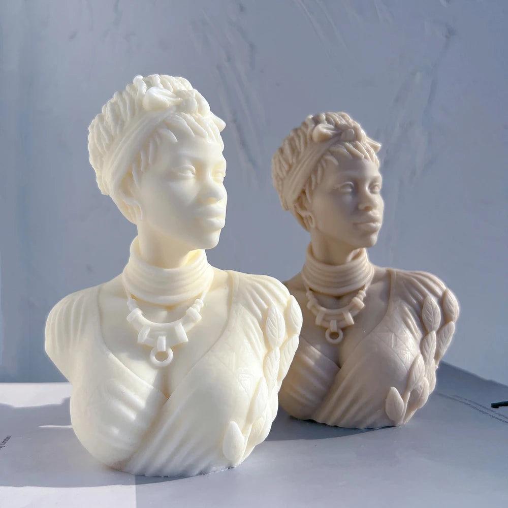 Afro Women Candle Mold African Female Goddess Bust Silicone