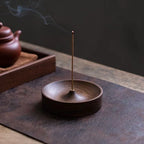 Solid Wood Incense Burner Handmade Tea Ceremony Round Incense Tray