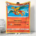 Cartoon Card Pokemon Pikachu Flannel Blanket