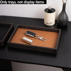 1pc Woven Texture Faux Leather Storage Tray
