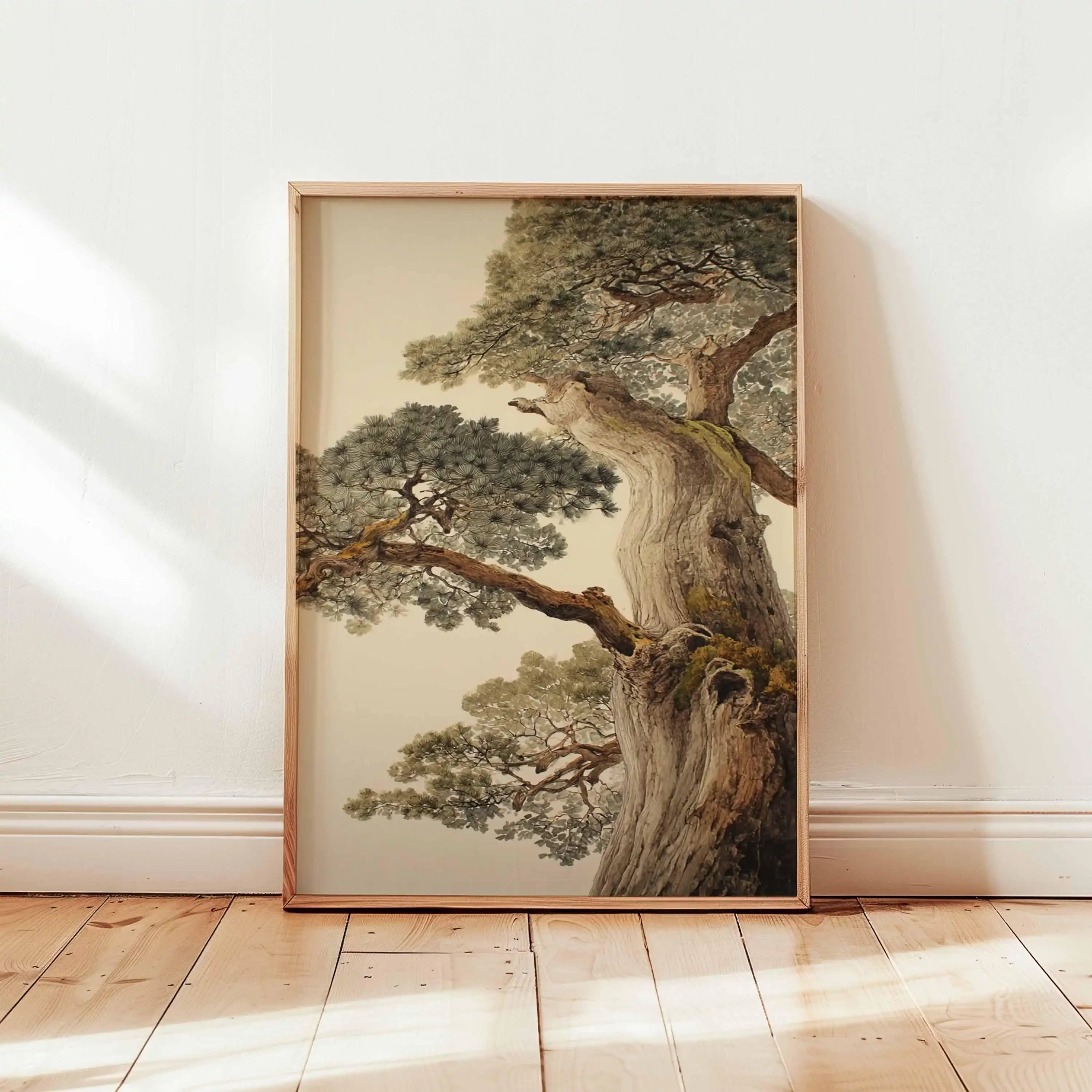 Japanese Red Sun and Pine Tree Print