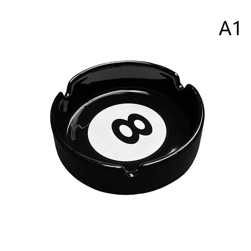 Unique Black Eight Ceramic Ashtray