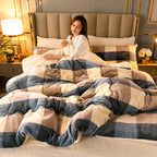 Winter Bedding Thick Quilt Blanket Thickened Warm Flannel Fleece Duvet Blanket