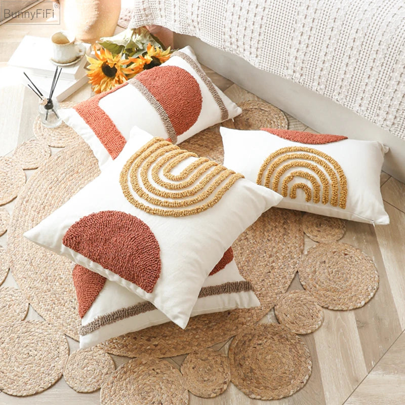 Circle Burnt Half Orange Pillow Cover