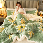 Winter Bedding Thick Quilt Blanket Thickened Warm Flannel Fleece Duvet Blanket