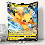 Cartoon Card Pokemon Pikachu Flannel Blanket