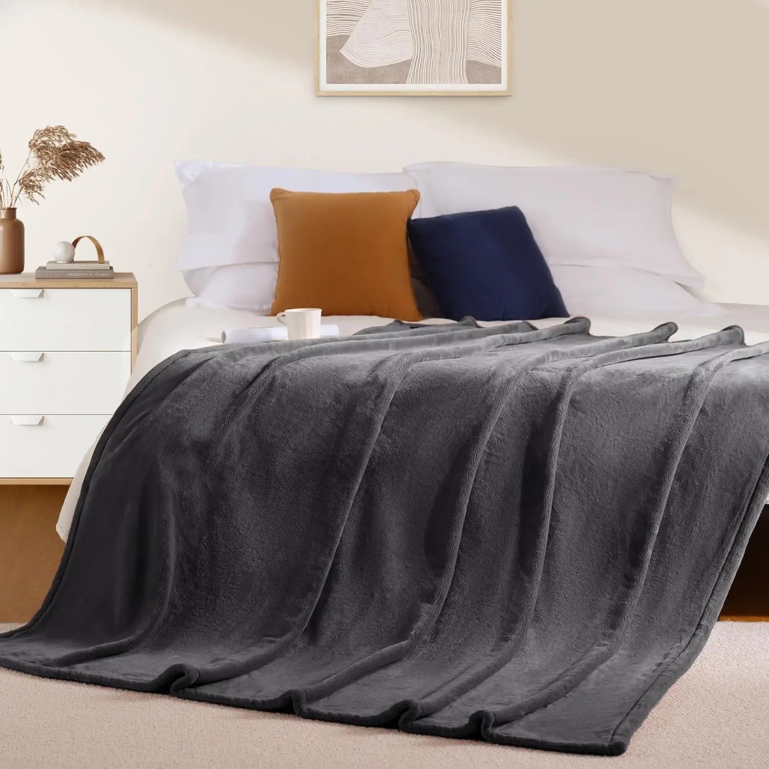 Fleece Blanket Grey Lightweight Blanket