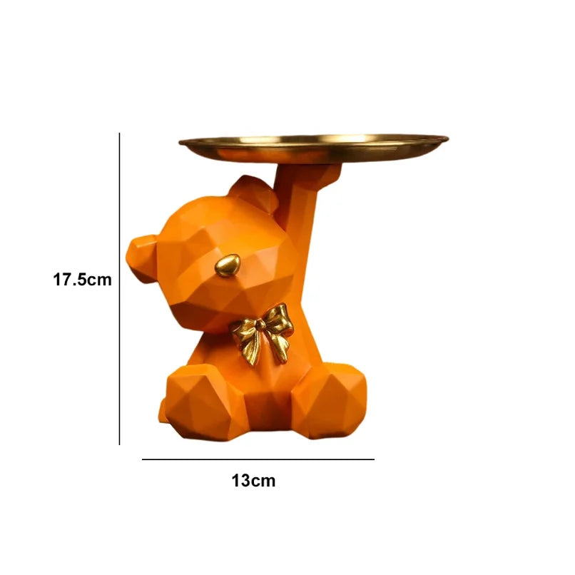 Storage Sculpture Geometric Bear Resin Desk Decoration
