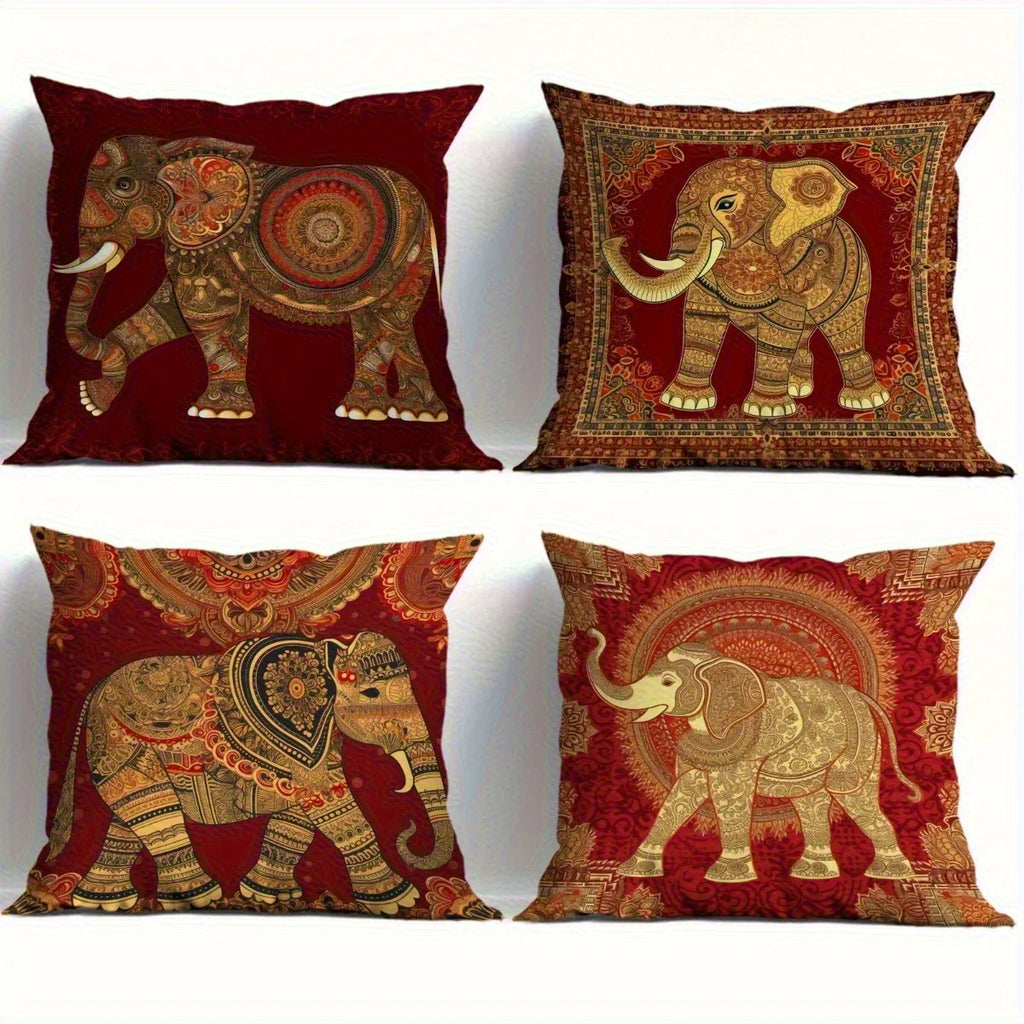Indian floral elephant pattern pillow cover