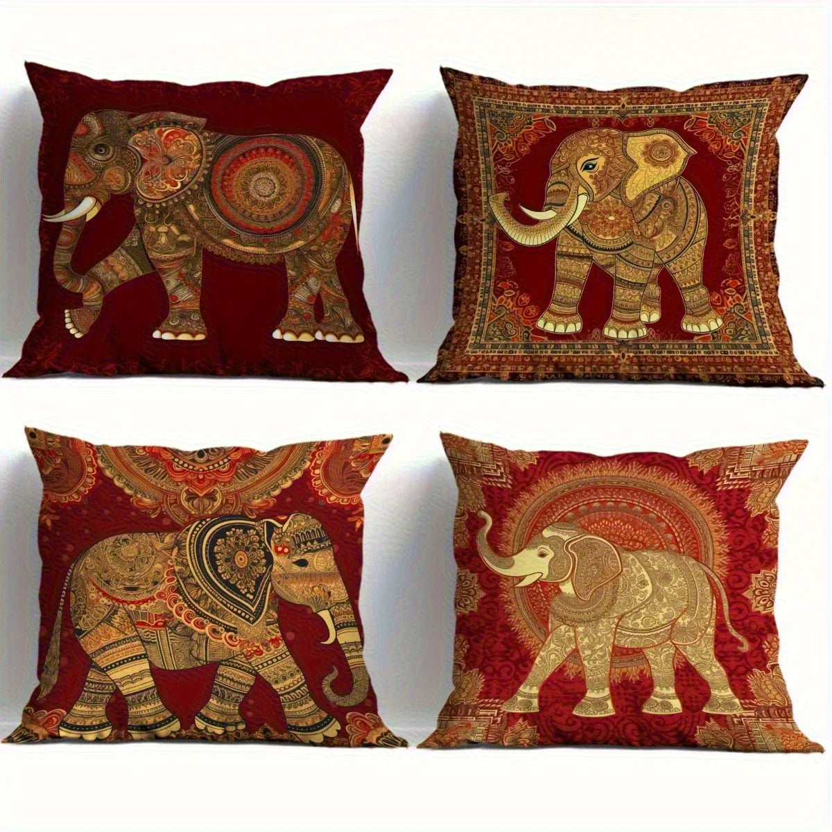 Indian floral elephant pattern pillow cover