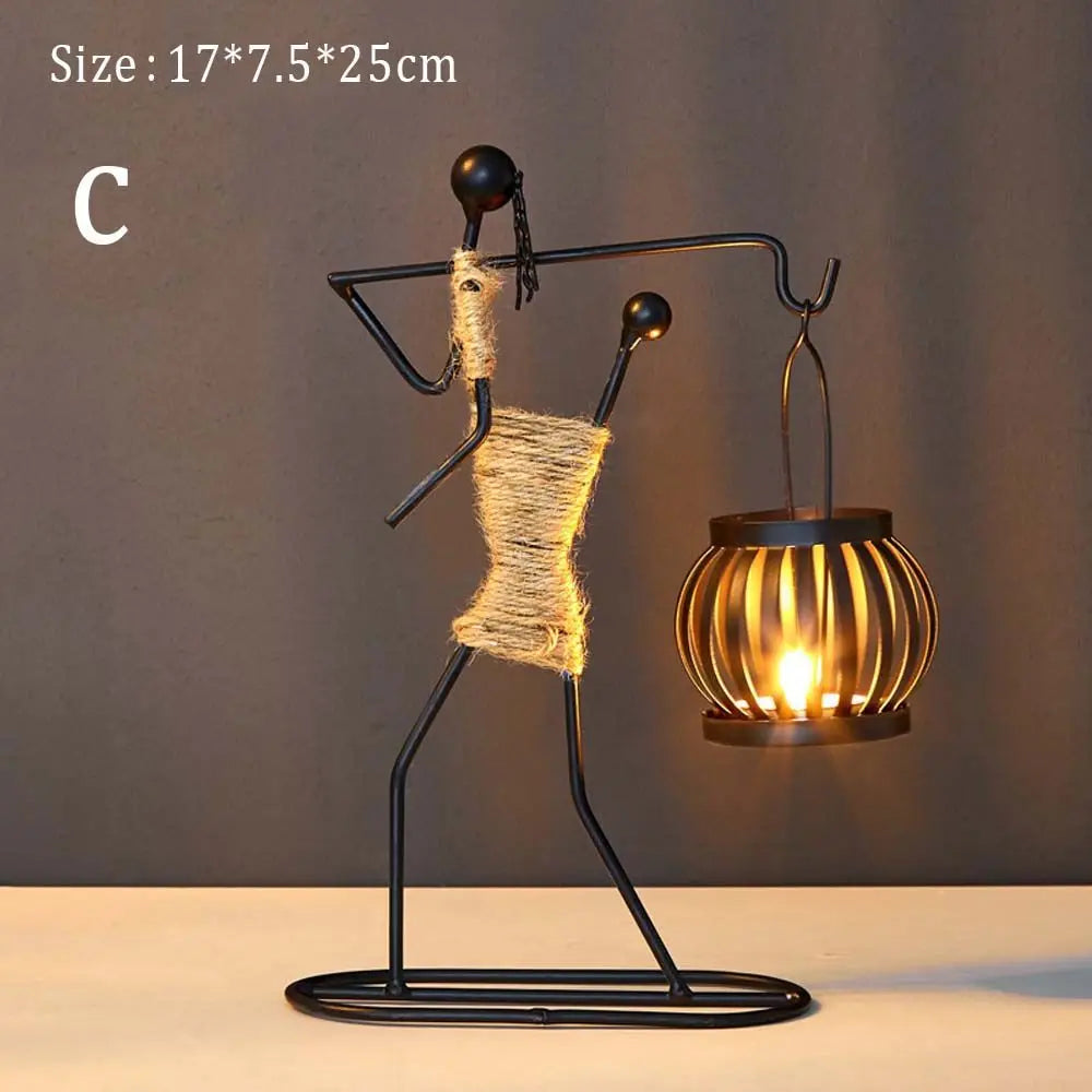 Nordic Metal Candlestick Abstract Character Sculpture