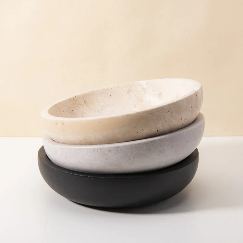 Travertine Stone Fruit Bowl Tray