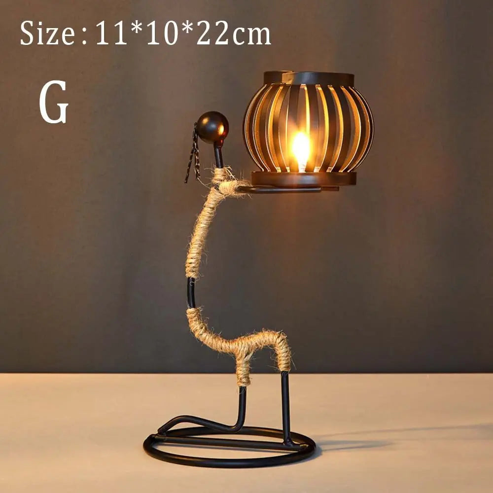 Nordic Metal Candlestick Abstract Character Sculpture