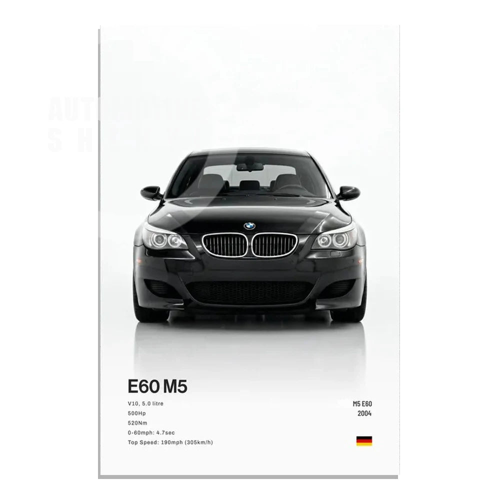 Minimalist Hyper Car Poster - E60 M5 CS M3 G800 911 GT3RSports Car Supercar Canvas