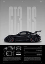 Minimalist 911 GT3-RS 718 GT4 RS Hyper Car Sports Car Supercar Poster