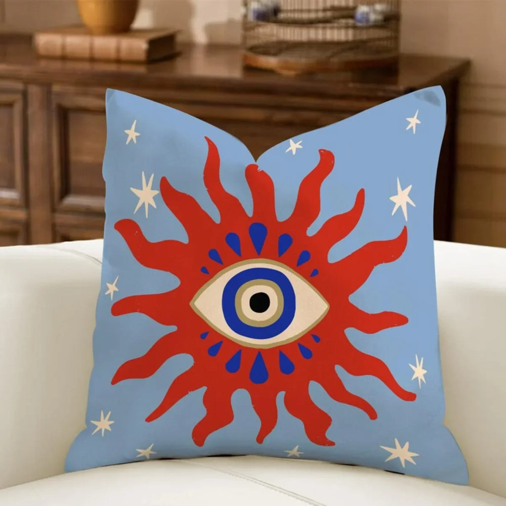 Minimal Boho Sun Leopard Palm Tree Pillow Cover