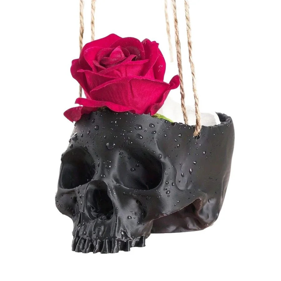 3D printed flowerpot hanging basket skull