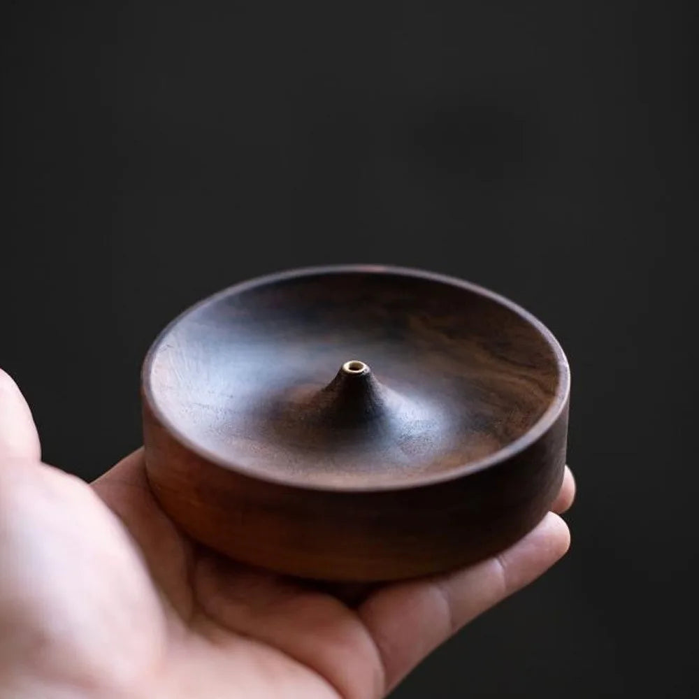 Solid Wood Incense Burner Handmade Tea Ceremony Round Incense Tray
