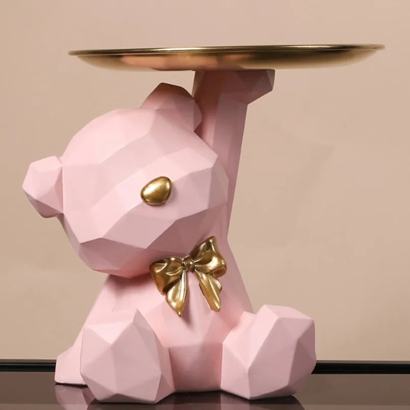 Storage Sculpture Geometric Bear Resin Desk Decoration