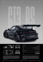 Minimalist 911 GT3-RS 718 GT4 RS Hyper Car Sports Car Supercar Poster
