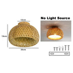 Retro Led Bamboo Woven Ceiling Lamp