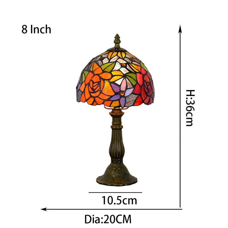 European Style Table Lamp Stained Glass Reading Light