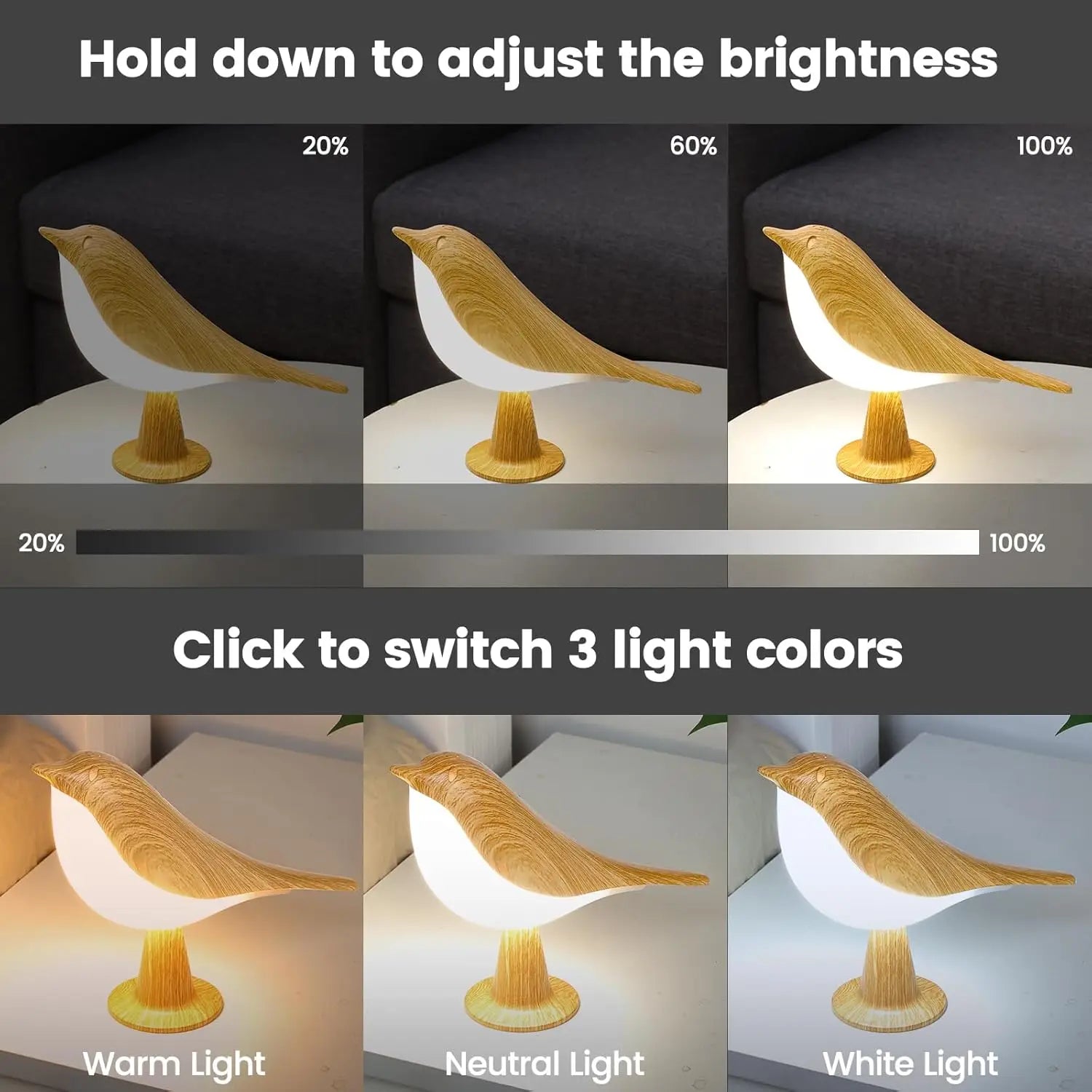 1pc LED Touch-Control Bird Lamp