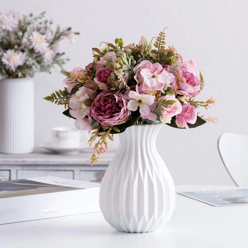 1PC Plastic Vases White Imitation Ceramic Flower Pot