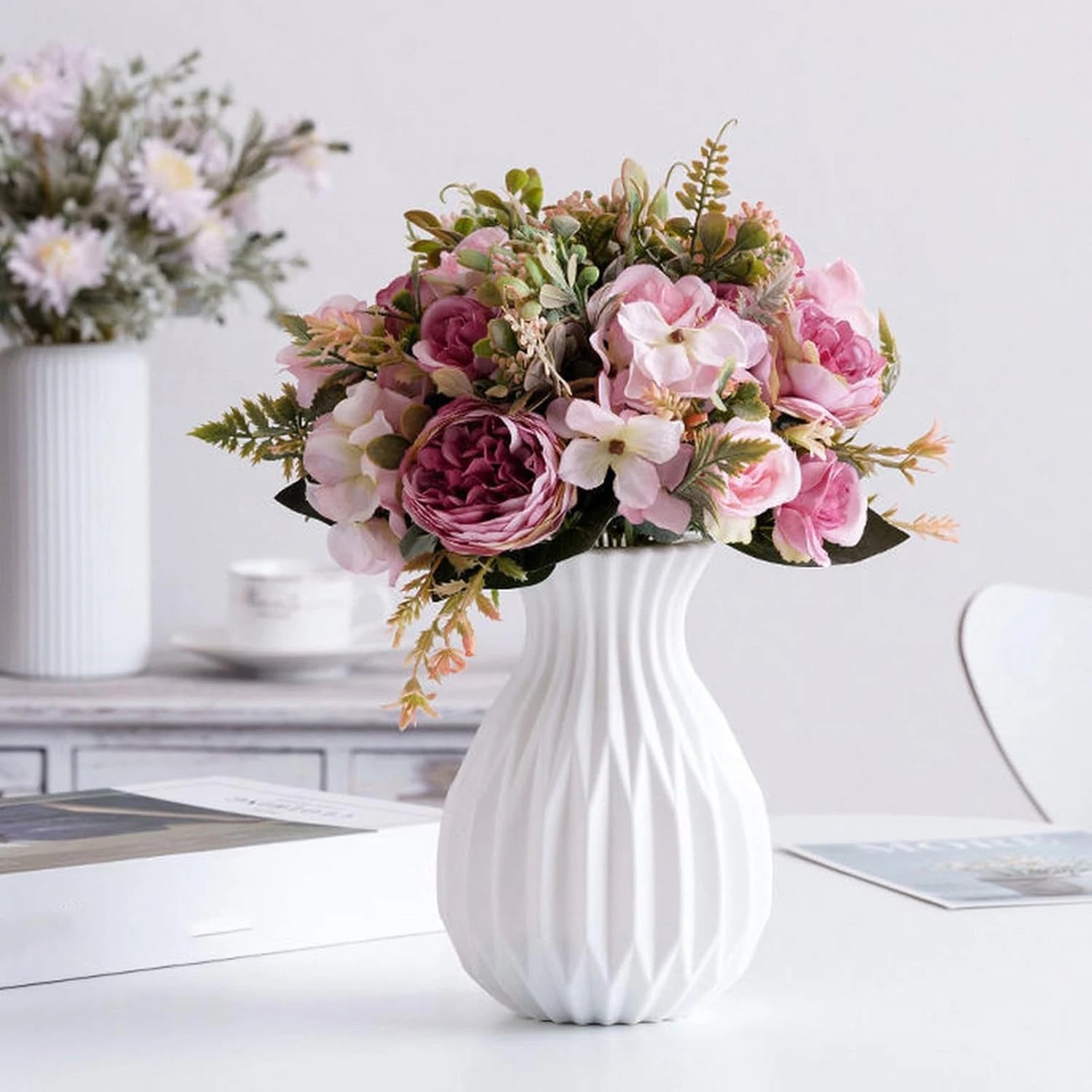 1PC Plastic Vases White Imitation Ceramic Flower Pot
