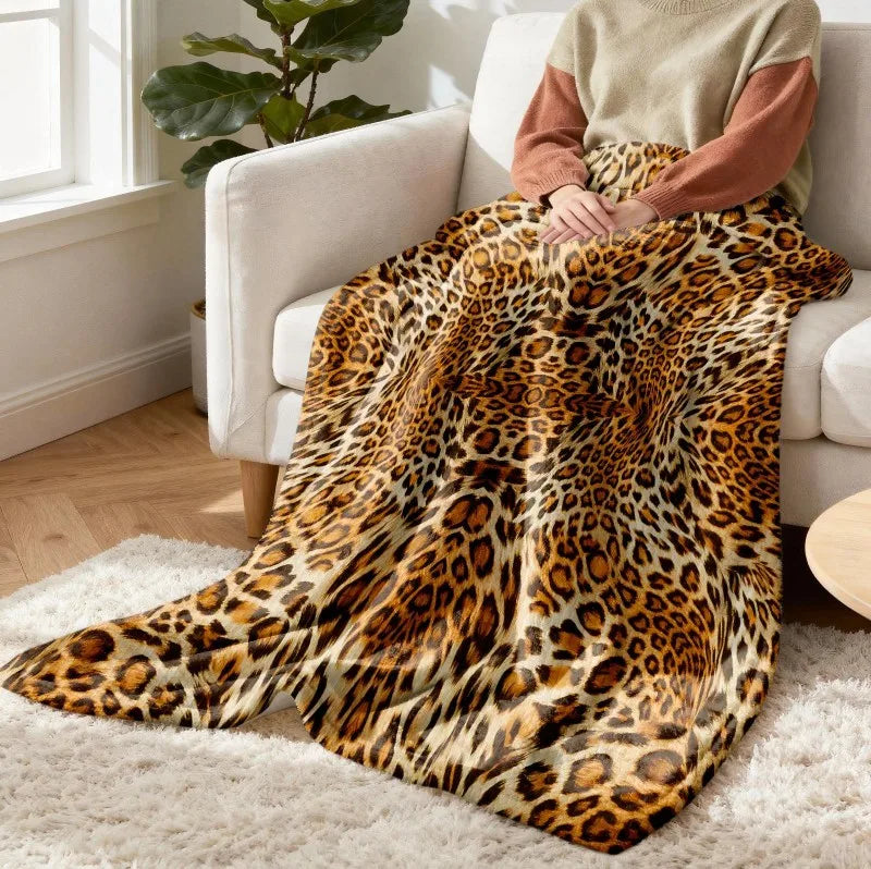 Throw Leopard pattern arts Cow skin pattern Flannel Blanket