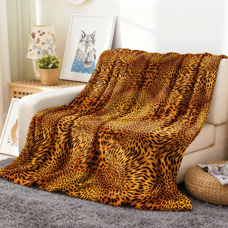 Throw Leopard pattern arts Cow skin pattern Flannel Blanket