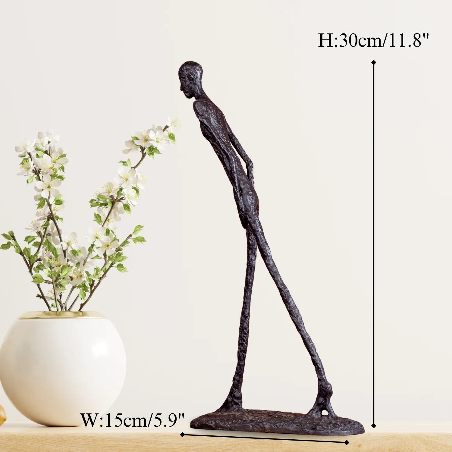 30cm Giacometti Sculpture Bronze Walking Man Statue Abstract Skeleton
