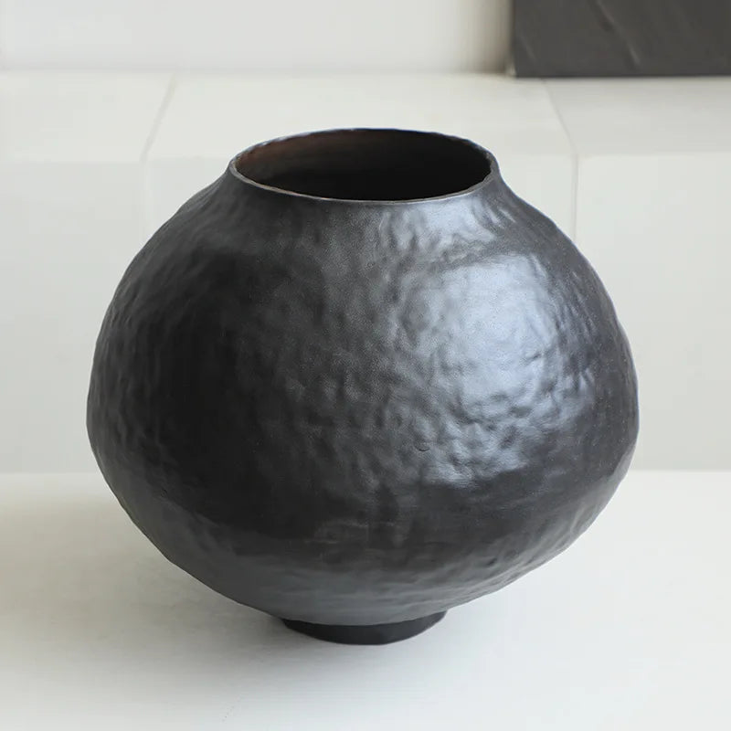 Large Black Moon Jar Ceramic Vase Ornament