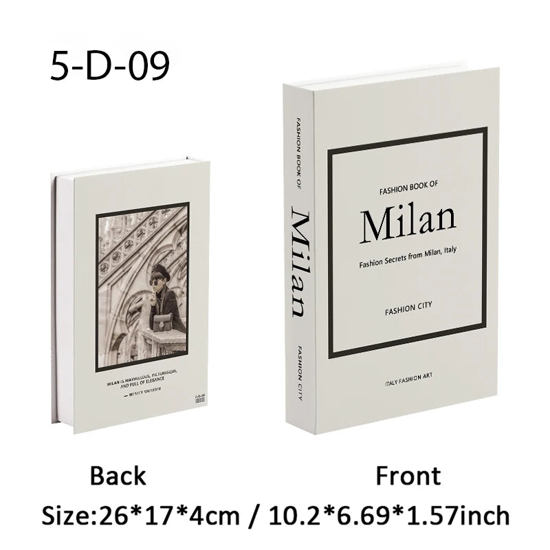 Fashion Paris Milan Luxe Fake book Decorative Books Storage Box