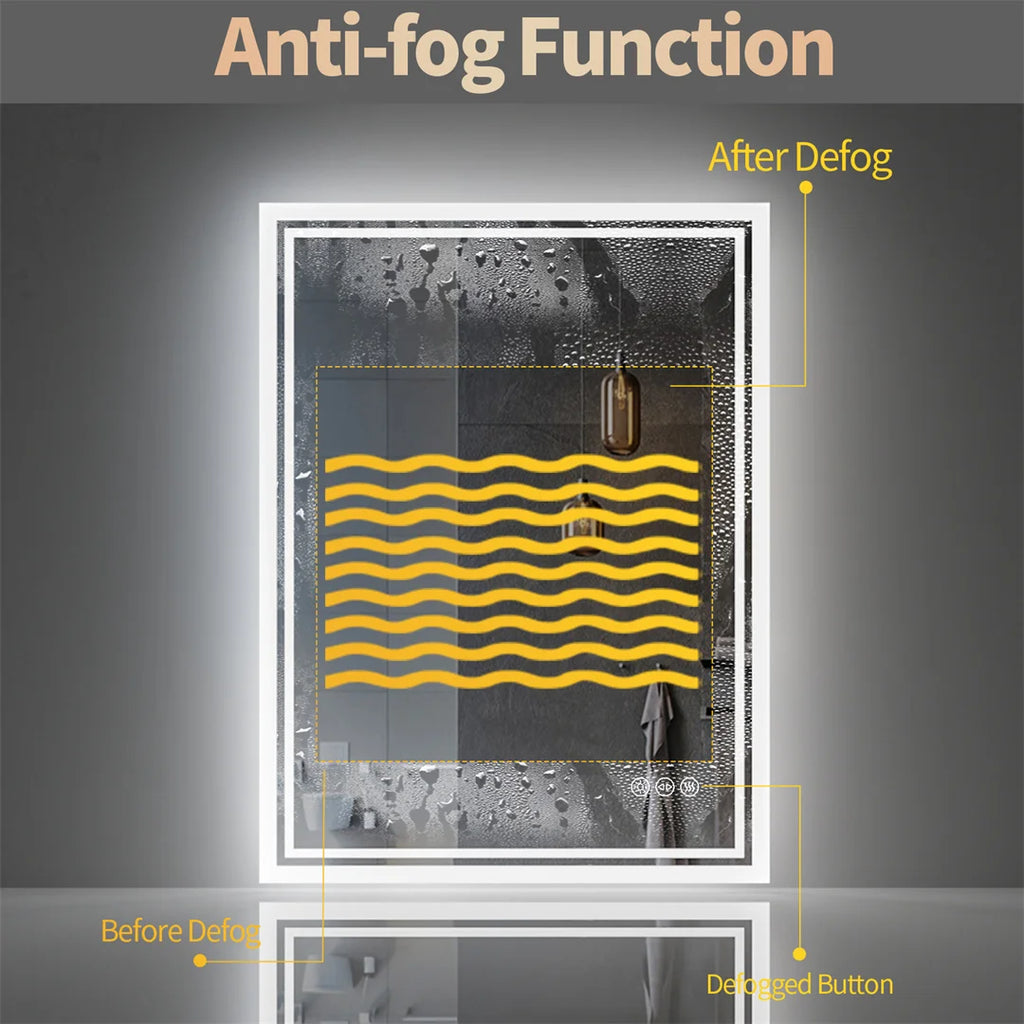 Illuminate LED Backlight Bathroom Mirror Frameless Dimmable Defog Mirror
