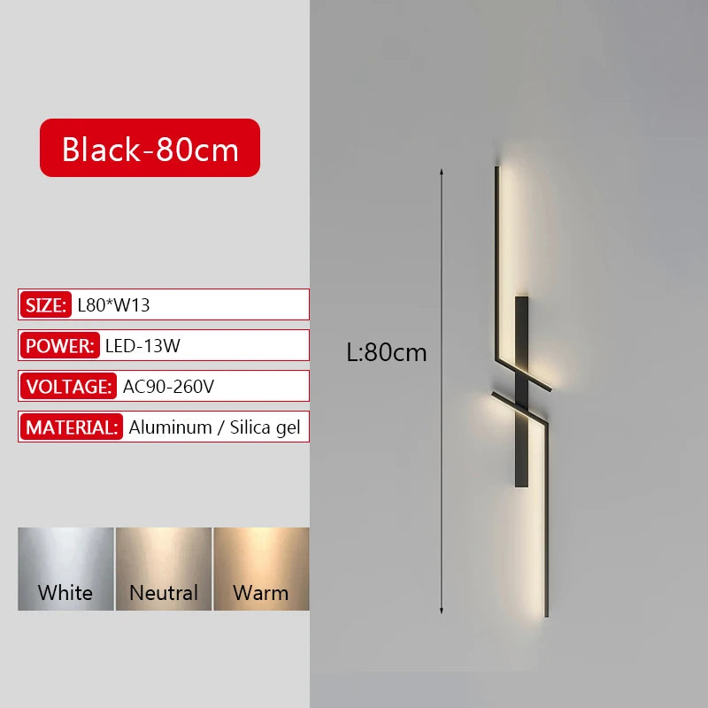 Long Strip LED Wall Lamp Modern Remote Control Dimming Living Roomdecor Wall Lamp