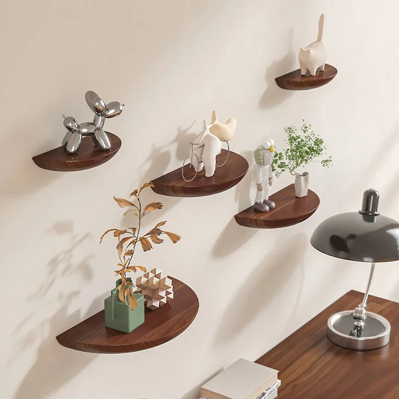Solid Wooden Semicircle Wall Shelves