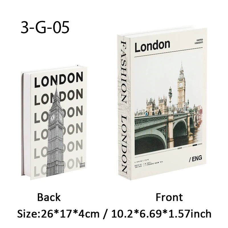 Fashion Paris Milan Luxe Fake book Decorative Books Storage Box