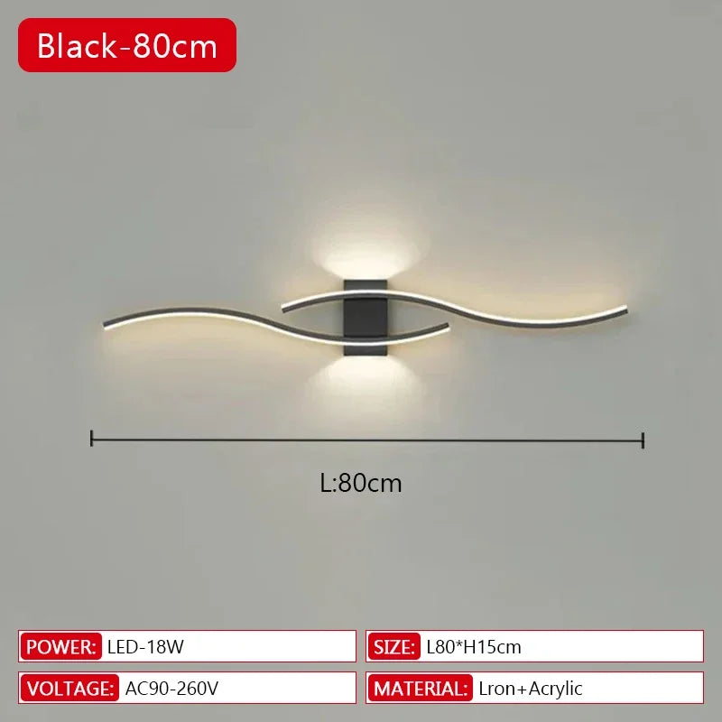 Long Strip LED Wall Lamp Modern Remote Control Dimming Living Roomdecor Wall Lamp