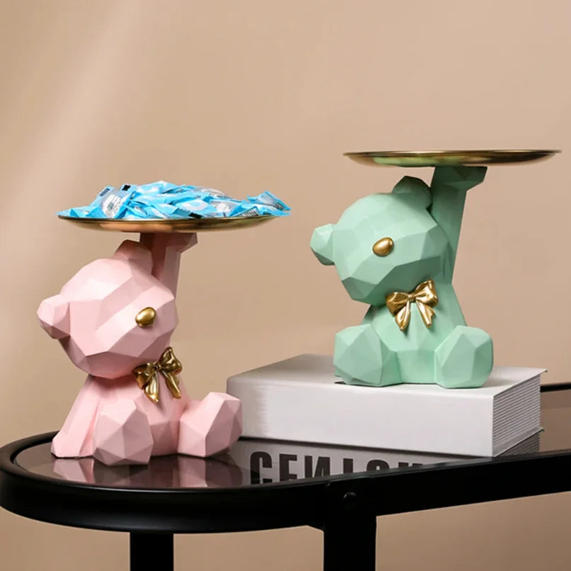 Storage Sculpture Geometric Bear Resin Desk Decoration