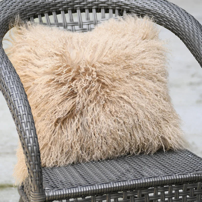 Genuine Mongolian Lamb Fur Cushion Cover