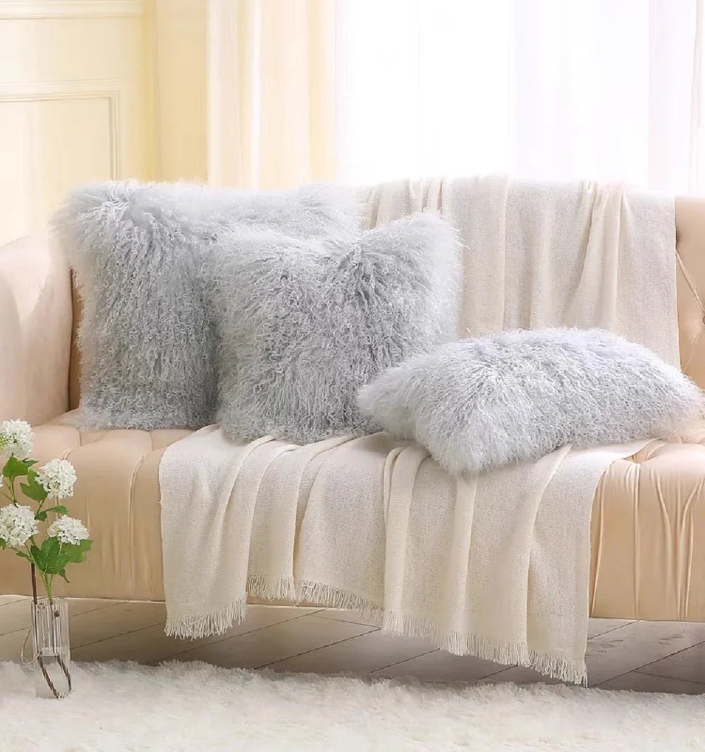 Genuine Mongolian Lamb Fur Cushion Cover