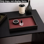 1pc Woven Texture Faux Leather Storage Tray